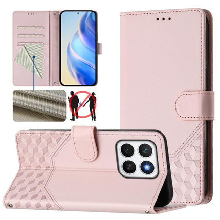 Honeycomb Embossing RFID Leather Phone Case, For Honor 400 Global 156.5mm, For Honor X8c 4G, For Honor GT, For Honor X9c Smart 5G