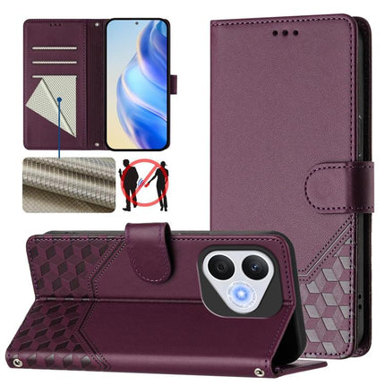 Honeycomb Embossing RFID Leather Phone Case, For Honor 400 Pro Global 160.8mm, For Honor Power 5G, For Honor Play 60 5G, For Honor 400 Lite Global