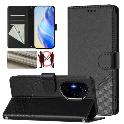 Honeycomb Embossing RFID Leather Phone Case, For Honor 400 Global 156.5mm, For Honor X8c 4G, For Honor GT, For Honor X9c Smart 5G