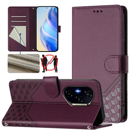 Honeycomb Embossing RFID Leather Phone Case, For Honor 400 Global 156.5mm, For Honor X8c 4G, For Honor GT, For Honor X9c Smart 5G