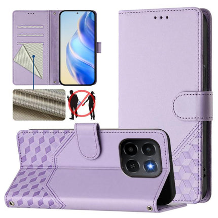 Honeycomb Embossing RFID Leather Phone Case, For Honor Magic8, For Honor Play 70 Plus, For Honor X5c Plus, For Honor X6c 4G