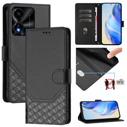 Honeycomb Embossing RFID Leather Phone Case, For Honor Magic8, For Honor Play 70 Plus, For Honor X5c Plus, For Honor X6c 4G
