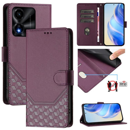 Honeycomb Embossing RFID Leather Phone Case, For Honor Magic8, For Honor Play 70 Plus, For Honor X5c Plus, For Honor X6c 4G