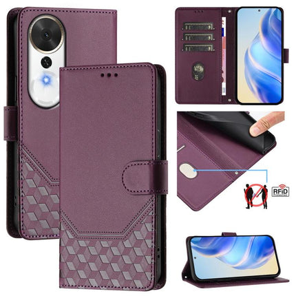 Honeycomb Embossing RFID Leather Phone Case, For Honor Magic8, For Honor Play 70 Plus, For Honor X5c Plus, For Honor X6c 4G