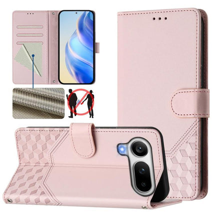 Honeycomb Embossing RFID Leather Phone Case, For Honor 600 Lite Global, For Honor Magic8 Pro Air 5G, For Honor X8d 4G, For Honor Magic8 Pro