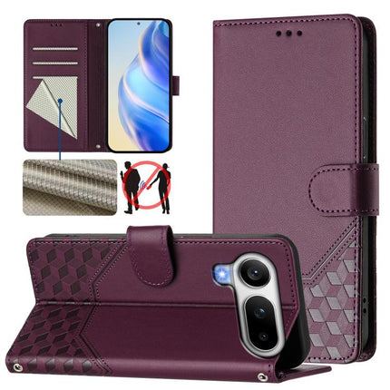 Honeycomb Embossing RFID Leather Phone Case, For Honor 600 Lite Global, For Honor Magic8 Pro Air 5G, For Honor X8d 4G, For Honor Magic8 Pro