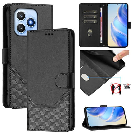 Honeycomb Embossing RFID Leather Phone Case, For Honor 600 Lite Global, For Honor Magic8 Pro Air 5G, For Honor X8d 4G, For Honor Magic8 Pro