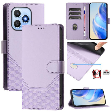 Honeycomb Embossing RFID Leather Phone Case, For Honor 600 Lite Global, For Honor Magic8 Pro Air 5G, For Honor X8d 4G, For Honor Magic8 Pro