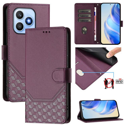 Honeycomb Embossing RFID Leather Phone Case, For Honor 600 Lite Global, For Honor Magic8 Pro Air 5G, For Honor X8d 4G, For Honor Magic8 Pro