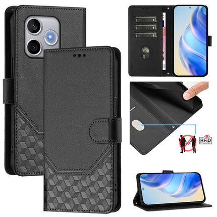 Honeycomb Embossing RFID Leather Phone Case, For Honor 600 Lite Global, For Honor Magic8 Pro Air 5G, For Honor X8d 4G, For Honor Magic8 Pro
