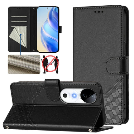 Honeycomb Embossing RFID Leather Phone Case, For vivo S19 Pro, For vivo S19, For vivo Y28 4G, For vivo X100s 5G
