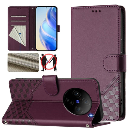 Honeycomb Embossing RFID Leather Phone Case, For vivo S19 Pro, For vivo S19, For vivo Y28 4G, For vivo X100s 5G