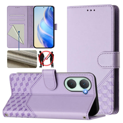 Honeycomb Embossing RFID Leather Phone Case, For vivo Y03 4G Global / Y18 4G, For vivo Y38 5G / Y200i / T3x Global, For vivo iQOO Z9x, For vivo iQOO Z9 / Z9 Turbo