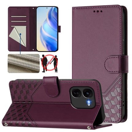Honeycomb Embossing RFID Leather Phone Case, For vivo Y03 4G Global / Y18 4G, For vivo Y38 5G / Y200i / T3x Global, For vivo iQOO Z9x, For vivo iQOO Z9 / Z9 Turbo