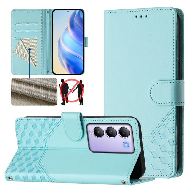 Honeycomb Embossing RFID Leather Phone Case, For vivo Y100 IDN / T3 5G IDN, For vivo V30 5G / V30 Pro Global, For vivo V29e 5G / Y200 5G Global, For vivo Y36 5G / 4G / Y27s 4G Global