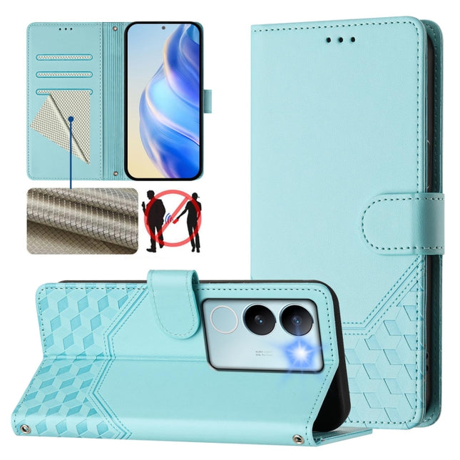 Honeycomb Embossing RFID Leather Phone Case, For vivo V29 5G / V29 Pro Global, For vivo Y17s Global, For vivo Y02a 4G / Y02 4G / Y11 2023 / Y02T, For vivo Y78+ 5G / Y78 5G Global