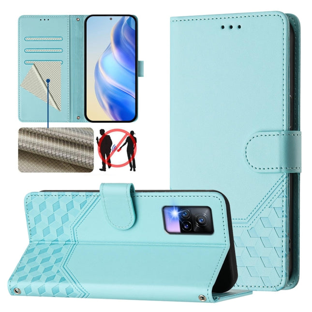 Honeycomb Embossing RFID Leather Phone Case, For vivo V20 / Y73 2021, For vivo Y51a 2021 / Y33 4G 2021, For vivo Y31 4G 2021 India / Y53s 4G, For vivo Y72 5G / iQOO Z3