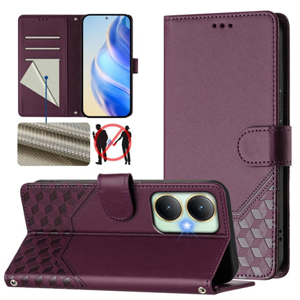 Honeycomb Embossing RFID Leather Phone Case, For vivo Y70s, For vivo Y17 / Y15 / Y12 / Y11, For vivo Y27 4G 2023 Global