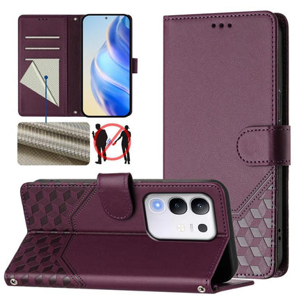 Honeycomb Embossing RFID Leather Phone Case, For vivo V50 Lite 5G, For vivo Y29s 5G / Y04 4G Global, For vivo Y29 4G Global, For vivo V50 5G Global