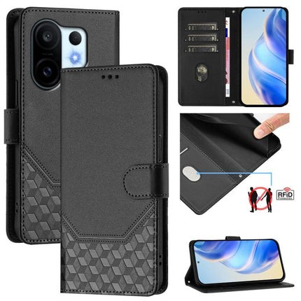 Honeycomb Embossing RFID Leather Phone Case, For vivo S30 Pro mini, For vivo S30, For vivo X200s 5G, For vivo Y39 5G Global