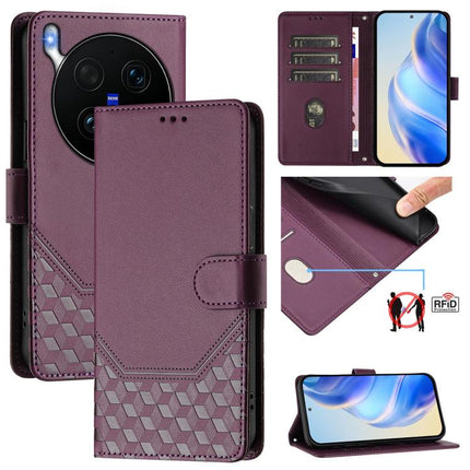 Honeycomb Embossing RFID Leather Phone Case, For vivo X300 Ultra, For vivo X300 Pro 5G, For vivo X300 5G, For vivo Y31 5G Global