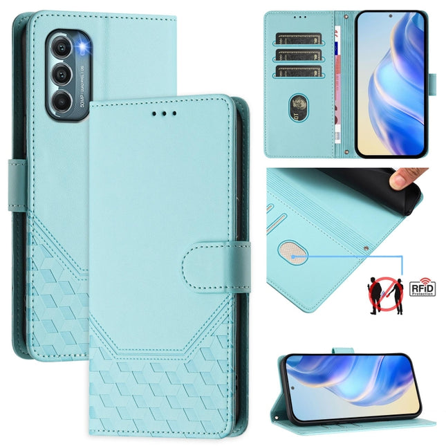 Honeycomb Embossing RFID Leather Phone Case, For Motorola Moto E32 4G Oversea, For Motorola Moto G 5G 2022, For Motorola Moto G Play 2022, For Motorola Moto G Stylus 2022 5G