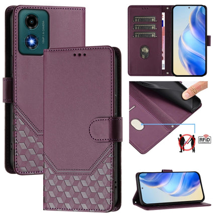 Honeycomb Embossing RFID Leather Phone Case, For Motorola Moto G24 4G / G04 4G Oversea, For Motorola Moto G Play 4G 2024 Oversea, For Motorola Moto G Power 5G 2024, For Motorola Moto G84 5G