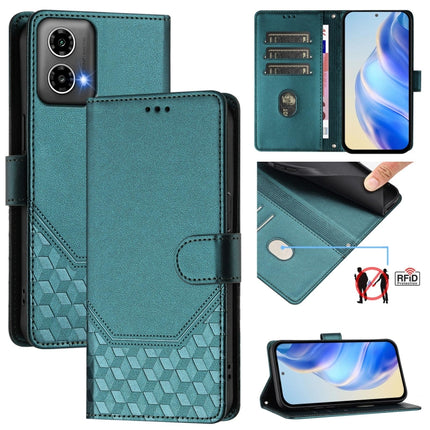 Honeycomb Embossing RFID Leather Phone Case, For Motorola Moto G55, For Motorola Moto G34 5G / G45 5G, For Motorola Moto G64 India / G54 5G India, For Motorola Moto E14 4G / G24 4G