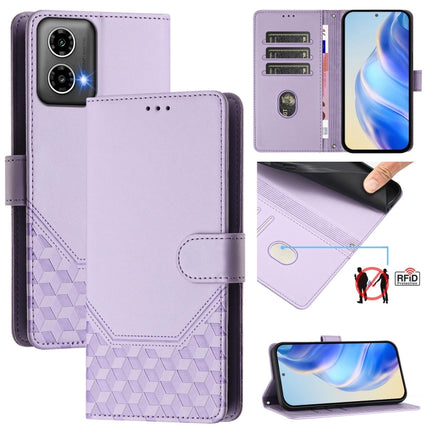 Honeycomb Embossing RFID Leather Phone Case, For Motorola Moto G55, For Motorola Moto G34 5G / G45 5G, For Motorola Moto G64 India / G54 5G India, For Motorola Moto E14 4G / G24 4G