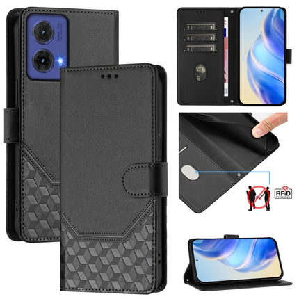 Honeycomb Embossing RFID Leather Phone Case, For Motorola Moto G04 4G / G04s 4G, For Motorola Moto G85 5G, For Motorola Moto G53 5G / G13 4G / G23 4G, For Motorola Moto G53y 5G / G53j 5G