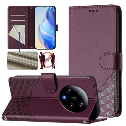 Honeycomb Embossing RFID Leather Phone Case, For Xiaomi Poco F5 / Redmi Note 12 Turbo 5G, For Xiaomi 13 Ultra, For Xiaomi Civi 3, For Xiaomi 13 Lite 5G / Civi 2