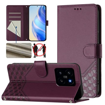 Honeycomb Embossing RFID Leather Phone Case, For Xiaomi Poco X6 5G, For Xiaomi 14 Ultra 5G, For Xiaomi 14 Pro 5G, For Xiaomi 14