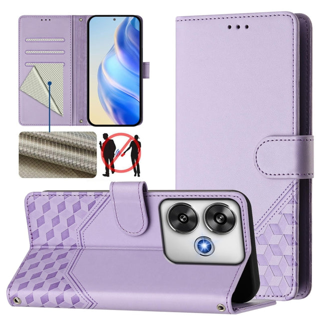 Honeycomb Embossing RFID Leather Phone Case, For Xiaomi Poco F6 5G, For Xiaomi Poco M6 Pro 4G, For Xiaomi Poco X6 Neo 5G, For Xiaomi Poco X6 Pro / Redmi K70E