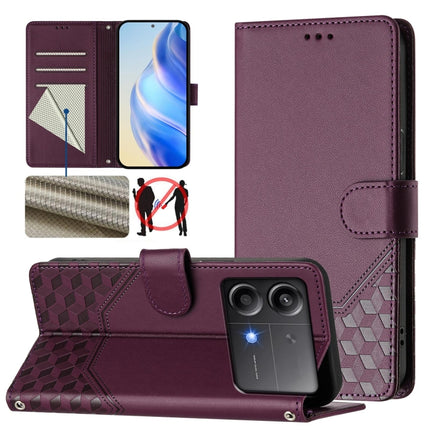 Honeycomb Embossing RFID Leather Phone Case, For Xiaomi Poco F6 5G, For Xiaomi Poco M6 Pro 4G, For Xiaomi Poco X6 Neo 5G, For Xiaomi Poco X6 Pro / Redmi K70E