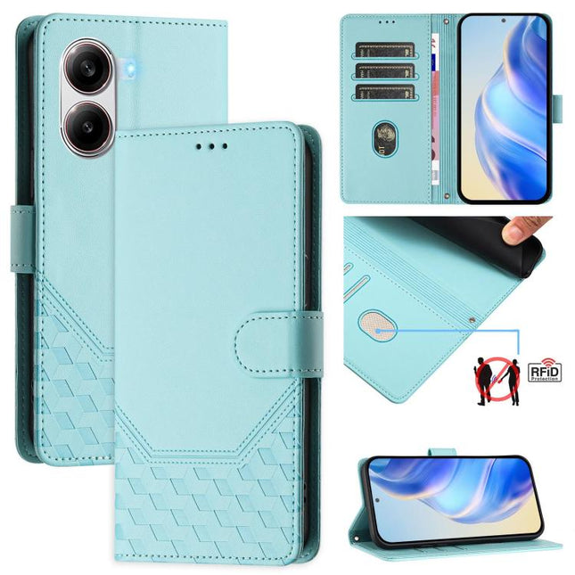 Honeycomb Embossing RFID Leather Phone Case, For Xiaomi Poco X7 Pro 5G / Redmi Turbo 4 5G, For Xiaomi Poco M7 Pro 5G, For Xiaomi 14T Pro, For Xiaomi 14T