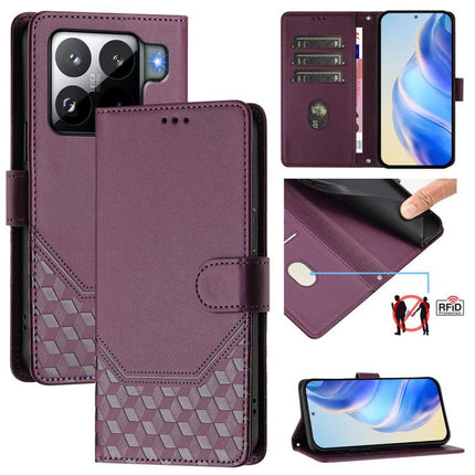 Honeycomb Embossing RFID Leather Phone Case, For Xiaomi 15T 5G, For Xiaomi Civi 5 Pro 5G, For Xiaomi 15S Pro 5G, For Xiaomi Poco M6 Plus / Redmi 13x 4G