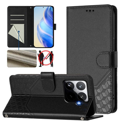 Honeycomb Embossing RFID Leather Phone Case, For Xiaomi 17 Max 5G, For Xiaomi 17T Pro 5G, For Redmi 15 5G Global / 15 4G SEA 169.5mm, For Xiaomi 15T Pro 5G