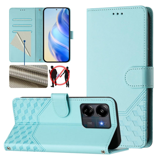 Honeycomb Embossing RFID Leather Phone Case, For Redmi 13C 4G, For Redmi Note 13 4G Global, For Redmi Note 13 Pro 5G Global, For Redmi Note 13 5G Global