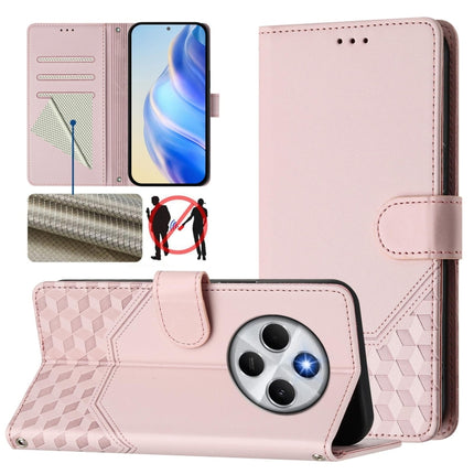 Honeycomb Embossing RFID Leather Phone Case, For Redmi Note 14 Pro 4G, For Redmi Note 14 4G 163.25mm, For Redmi Note 14 5G, For Redmi 14C 4G