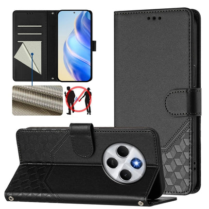 Honeycomb Embossing RFID Leather Phone Case, For Redmi Note 14 Pro 4G, For Redmi Note 14 4G 163.25mm, For Redmi Note 14 5G, For Redmi 14C 4G
