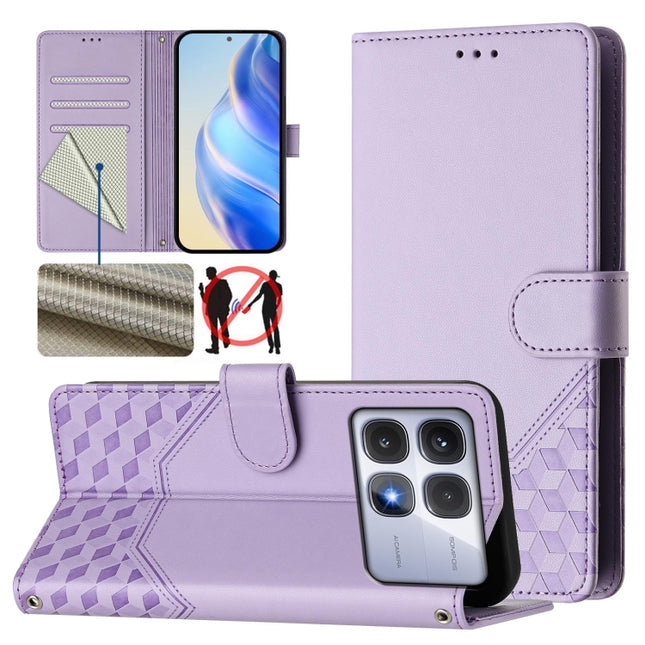 Honeycomb Embossing RFID Leather Phone Case, For Redmi K70 Ultra 5G, For Redmi 13 5G / 4G Global, For Redmi A3 4G Global / A3X 4G, For Redmi Note 13 Pro 4G Global