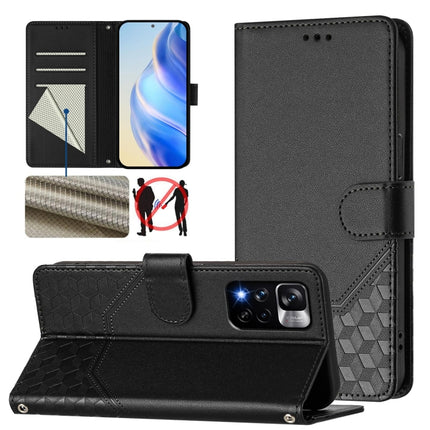 Honeycomb Embossing RFID Leather Phone Case, For Redmi Note 10 4G / 10S 4G / 11 SE India, For Redmi K50i / Note 11T Pro+ 5G, For Redmi Note 11 Pro+ 5G Europe, For Redmi Note 11S 5G