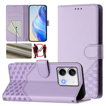 Honeycomb Embossing RFID Leather Phone Case, For Redmi 13C 4G, For Redmi Note 13 4G Global, For Redmi Note 13 Pro 5G Global, For Redmi Note 13 5G Global