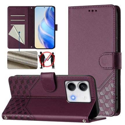 Honeycomb Embossing RFID Leather Phone Case, For Redmi 13C 4G, For Redmi Note 13 4G Global, For Redmi Note 13 Pro 5G Global, For Redmi Note 13 5G Global