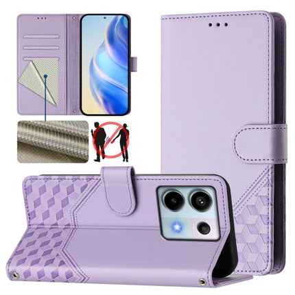 Honeycomb Embossing RFID Leather Phone Case, For Redmi 13C 4G, For Redmi Note 13 4G Global, For Redmi Note 13 Pro 5G Global, For Redmi Note 13 5G Global