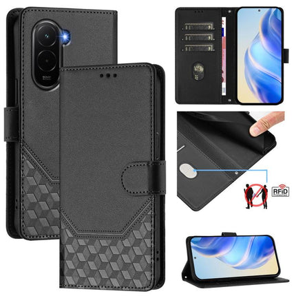 Honeycomb Embossing RFID Leather Phone Case, For Xiaomi Poco M7 4G 169mm, For Redmi 15 5G / 4G EU 171mm, For Redmi Note 14 4G 164.84mm EU Version, For Redmi K80 5G / K80 Pro 5G