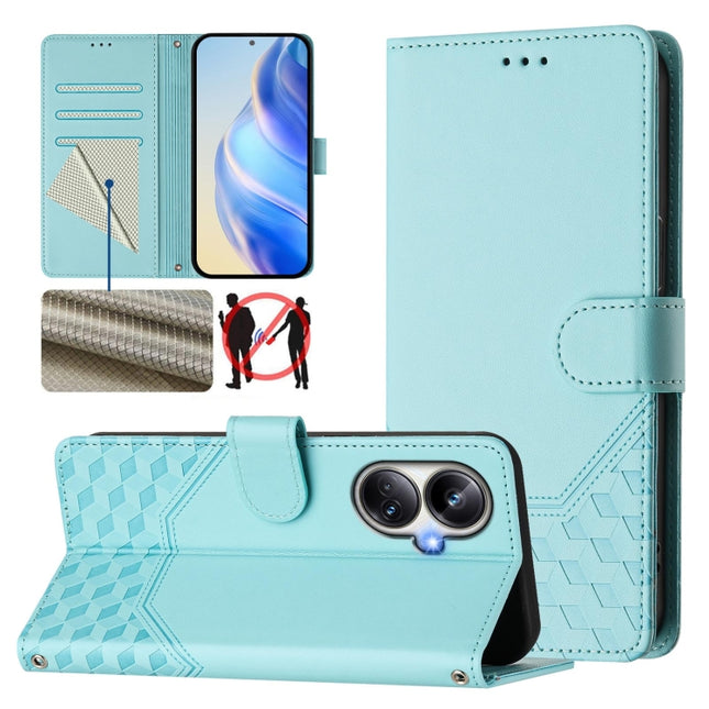 Honeycomb Embossing RFID Leather Phone Case, For Realme 10 Pro+ 5G, For Realme 10 4G Global, For Realme C30 4G / C30s / Narzo 50i Prime, For Realme GT Neo 3T