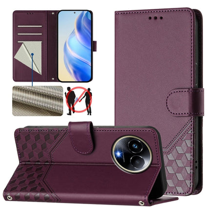 Honeycomb Embossing RFID Leather Phone Case, For Realme Note 50 4G Global / C51 / C53, For Realme 12 Pro 5G / 12 Pro+ 5G Global, For Realme C67 4G Global, For Realme 11 5G Global / 11x 5G / C67 India