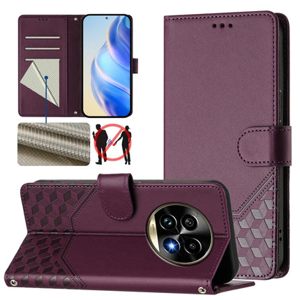 Honeycomb Embossing RFID Leather Phone Case, For Realme C63 5G Global, For Realme Note 60 4G Global / C61 India, For Realme 13+ 5G Global, For Realme 13 Pro 5G / 13 Pro+ 5G
