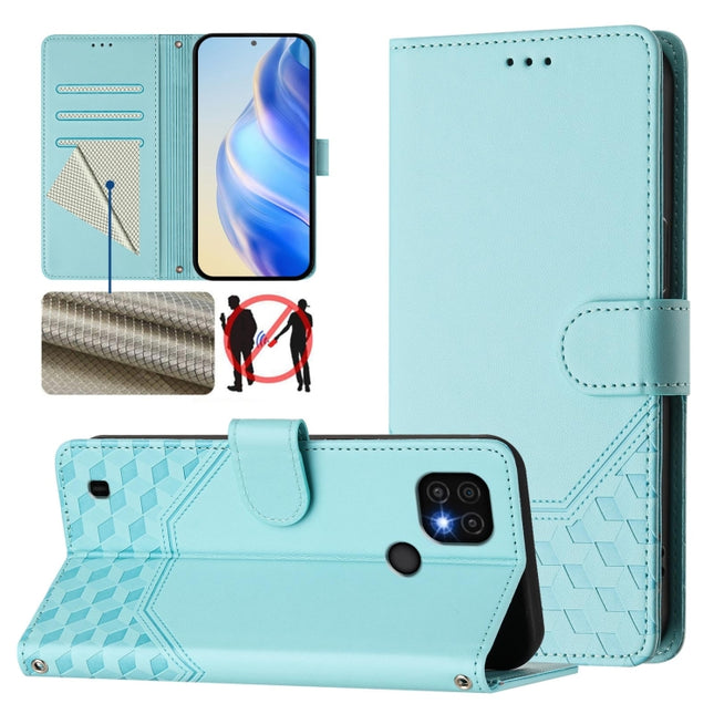 Honeycomb Embossing RFID Leather Phone Case, For Realme C20 / C11 / C21
